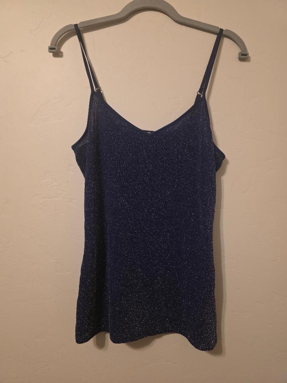 Express Y2K Sparkle Cami Top Metallic Party Going Out Navy M
